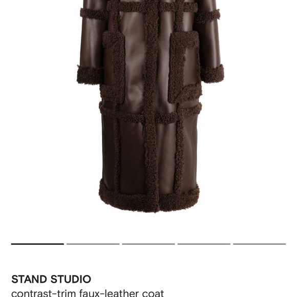 Stand Studio Long Brown Coat with Sheep Fur - Picture 5 of 5